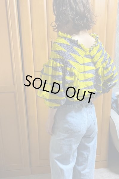 画像10: 即納★送料無料★Vシャーリング2wayトップス（５分パフスリーブ） (10)