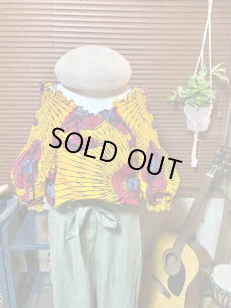 画像7: 即納★送料無料★Vシャーリング2wayトップス（５分パフスリーブ） (7)