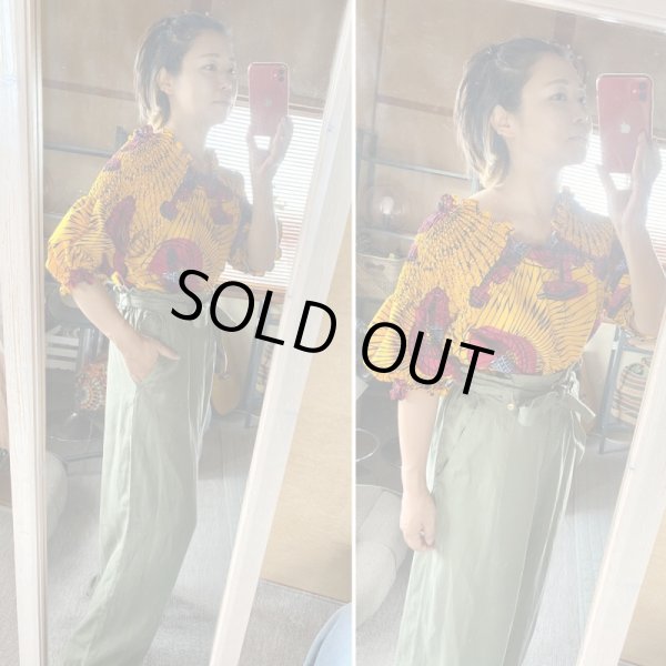 画像5: 即納★送料無料★Vシャーリング2wayトップス（５分パフスリーブ） (5)