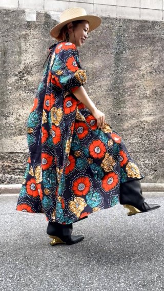 ネイビー アフリカンスタイル セットアップ　アフリカ布 ネイビー アフリカンスタイル セットアップ アフリカ布