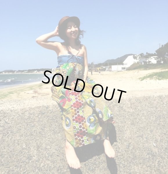 画像3: デニム×パッチワークのマキシワンピ*ライトデニム【M-L】 (3)